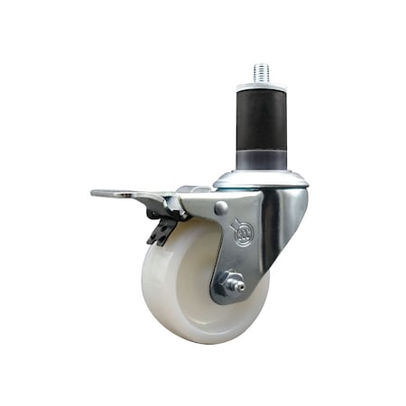 Service Caster 3'' SS Nylon Swivel 1-5/8'' Expand Stem Caster Total Lock Brake SCC-SSEXTTL20S314-NYS-158